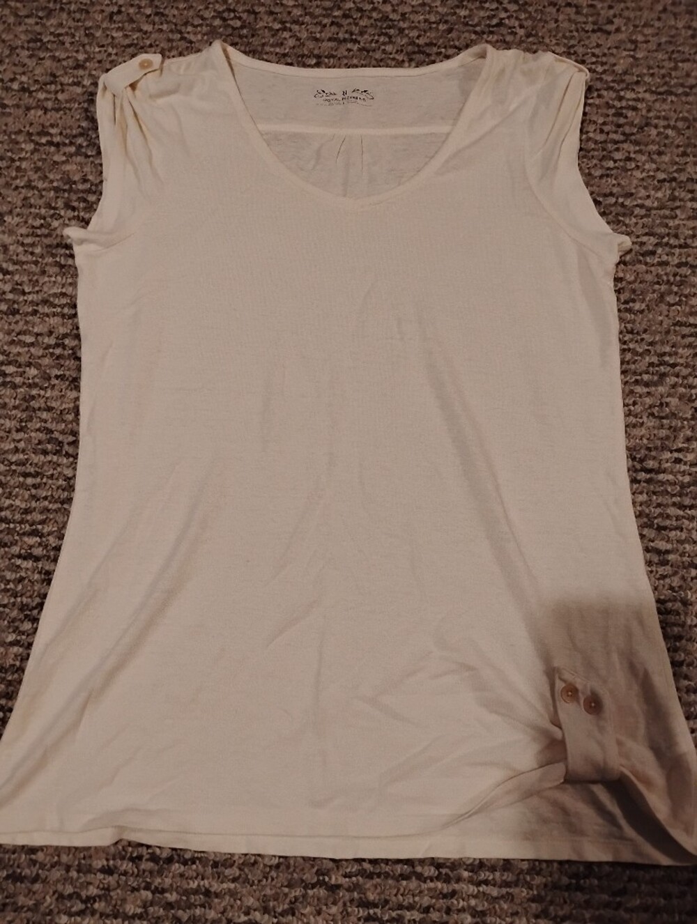 Royal Robbins Cream Cuffed Shoulder Top
